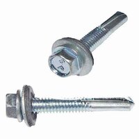 TEK5SH122 #12 X 2" Hex Washer Head, Sheeting, Self-Drilling Screw, #5 Point, Zinc